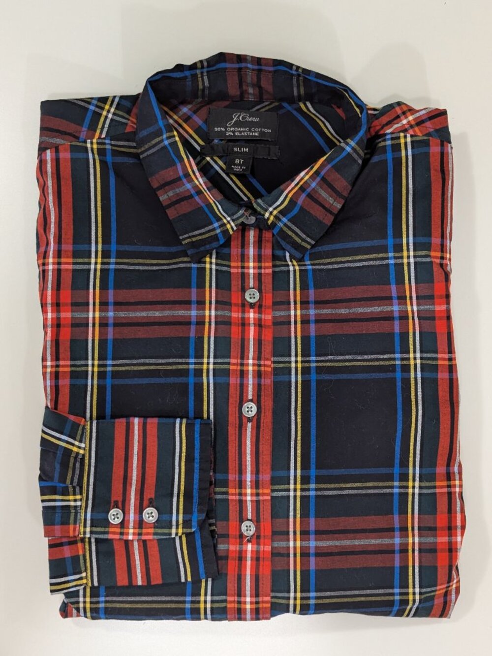 J.Crew Womens Slim Stretch Shirt in Black Stewart Tartan - Picture 3 of 11